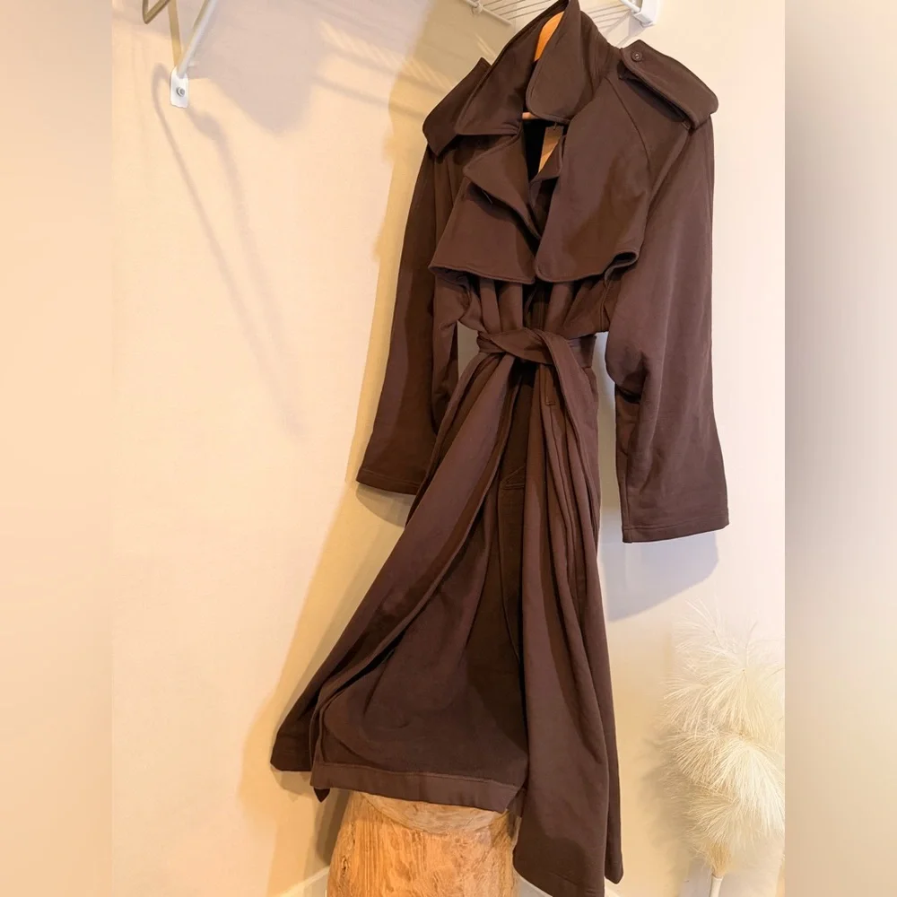 Skims Fleece Trench Coat Espresso Brown - Picture 2 of 8